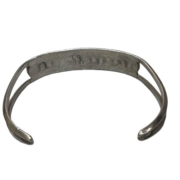 Signed Zuni Vintage Sterling Silver Needlepoint Turquoise Row Cuff Bracelet 925 - Picture 12 of 13